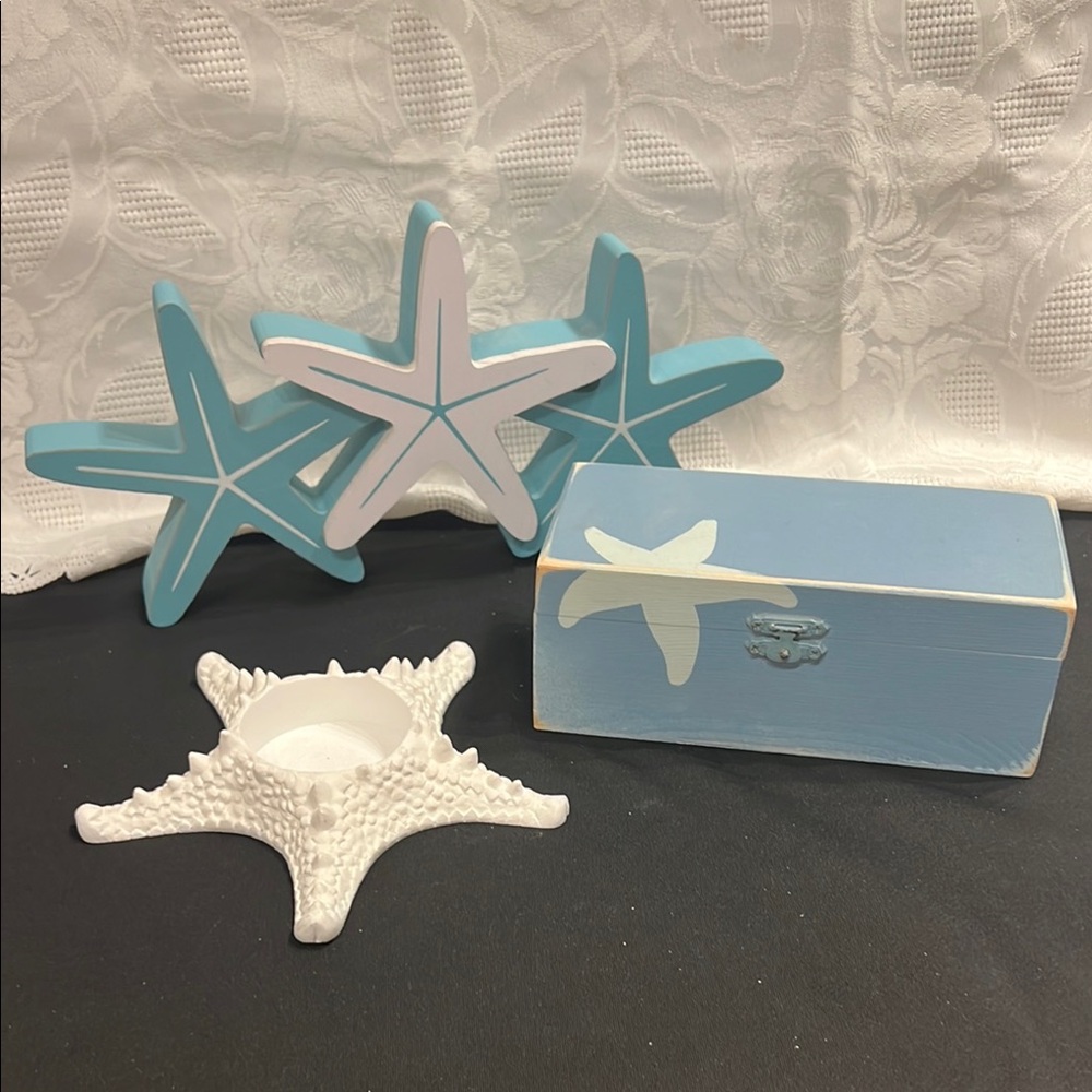Starfish Decor Set in Blue and White